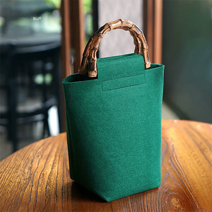 Eco Felt Tote Bag with Bamboo Handle