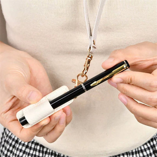 PU Leather Pen Holder with Lanyard Clip